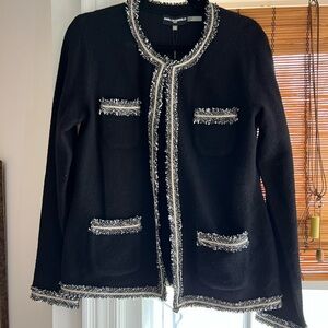 Karl Lagerfeld Black Tweed Trim Jacket